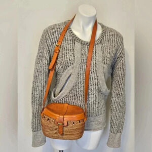 Crossbody Rattan and Leather Bag Made in Bali
